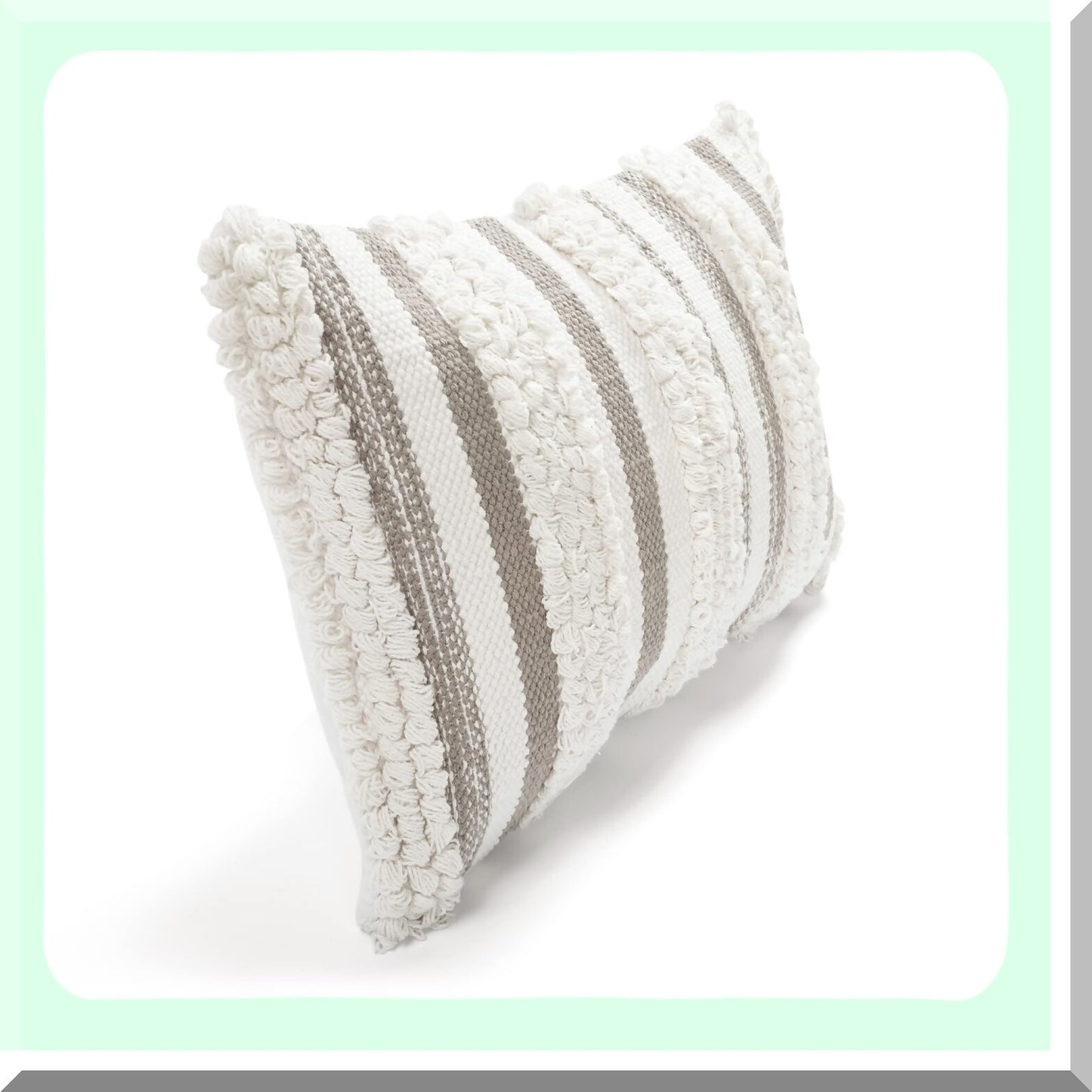 Neutral Stripe Rectangle Throw Pillow - 20x13 Decorative Cover for Bed, Couch, Chair - Soft Cushion Case for Home Decor - Stylish Accent Pillow