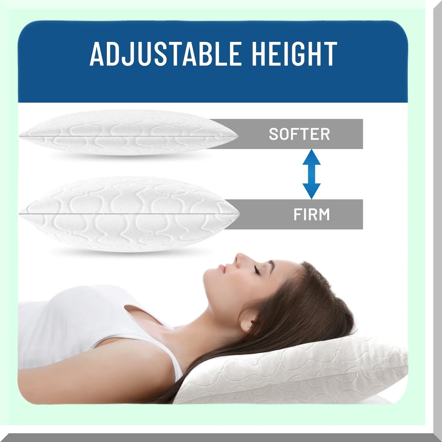 CoolMax Memory Foam Adjustable Loft Pillows - Hypoallergenic Cooling Fiber Case - Side Sleeper Queen Pillows - 2X Cooling Power