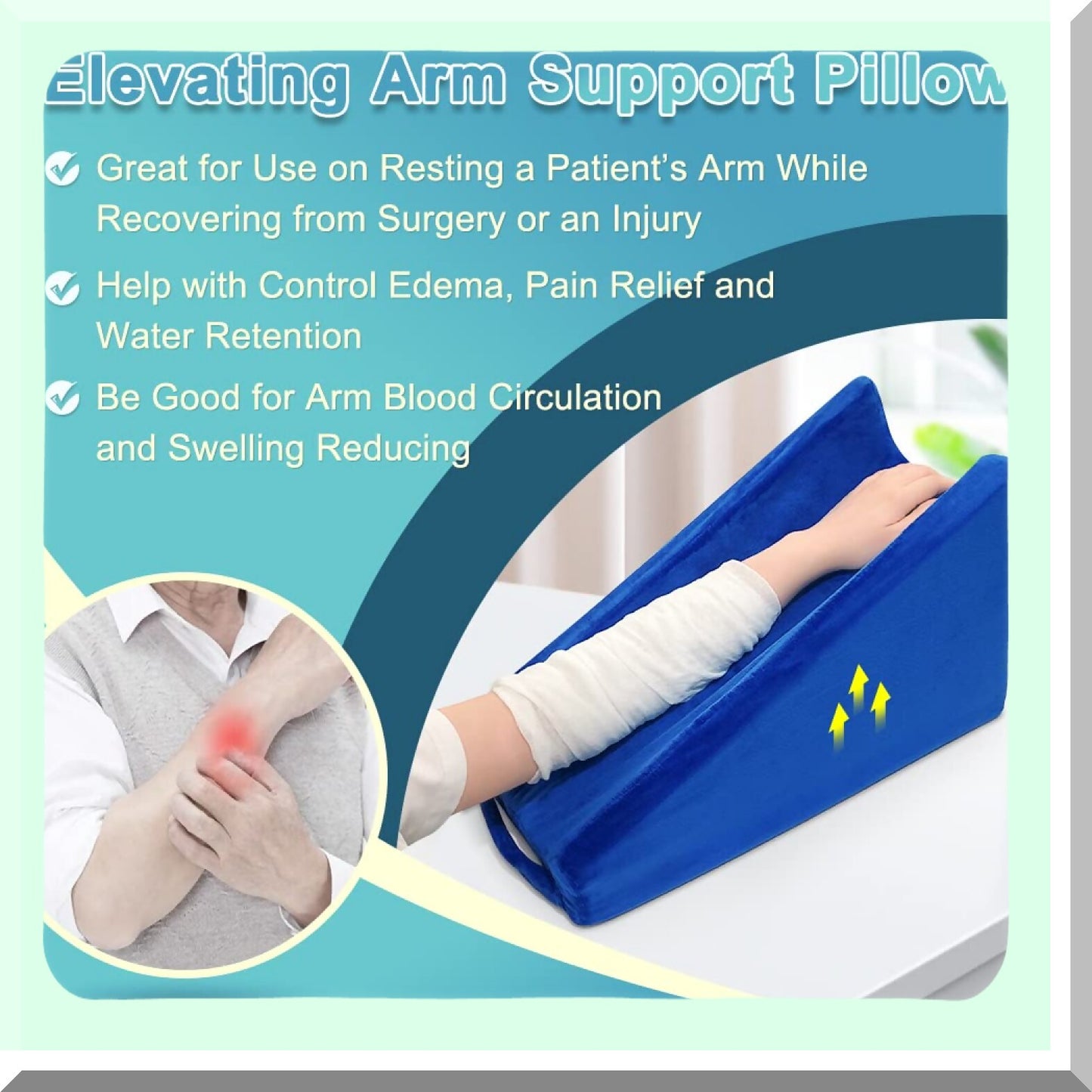 ElevateEase Arm Support Pillow - Medical Grade Wedge for Post-Surgery Recovery, Sleeping, Elbow Therapy, Hand Elevation, and Wrist Rehabilitation.