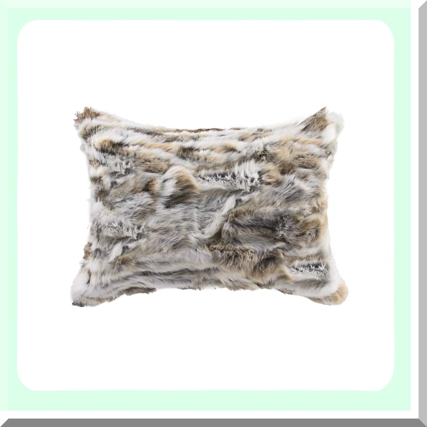 Fluffy Rabbit Tan Throw Pillow - Soft Poly Insert Decorative Cushion - Handcrafted 12x20 Inch Cozy Home Accent - Real Rabbit Fur Pillow Cover