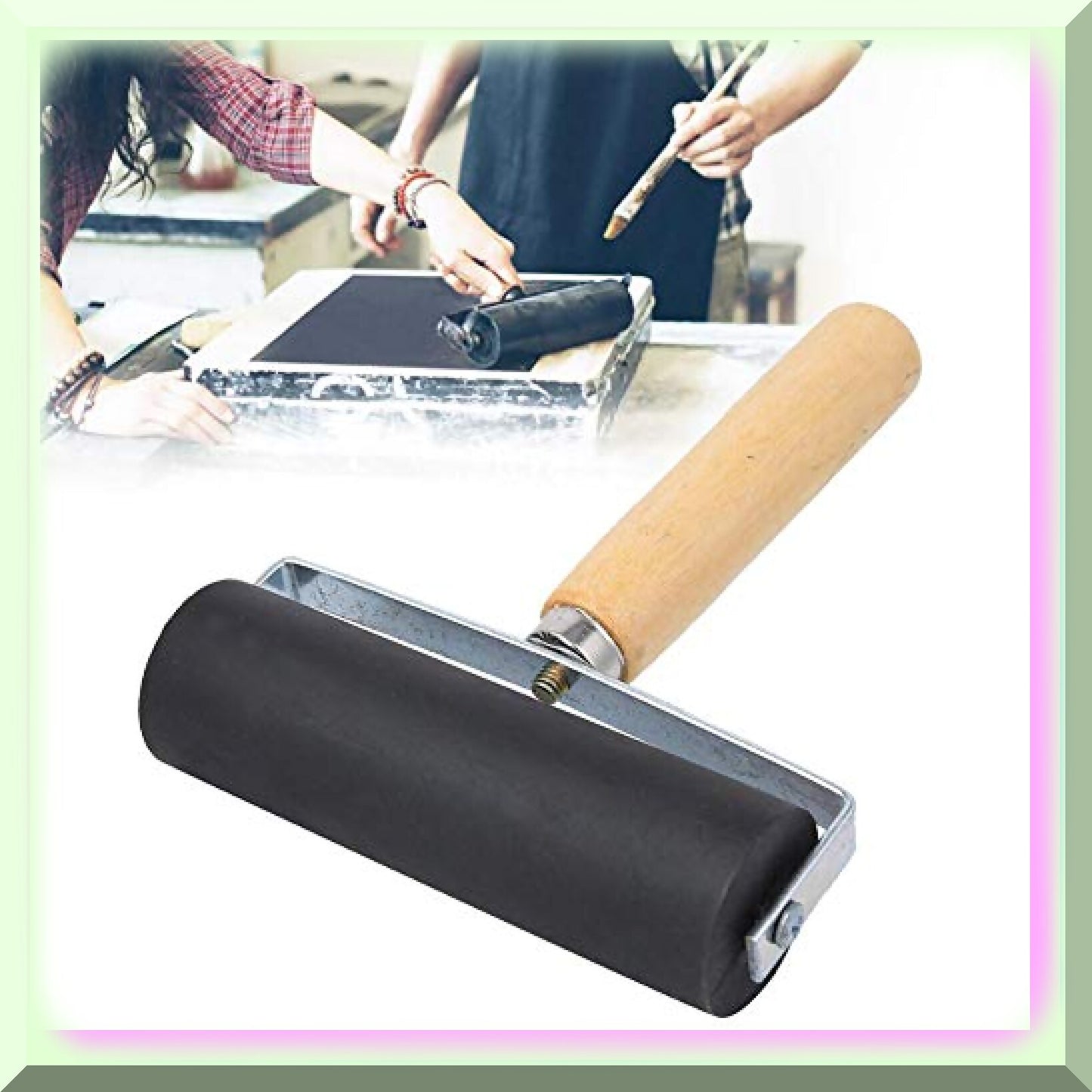 FlexiPrint Pro Detachable Rubber Brayer Roller for Ink and Printmaking