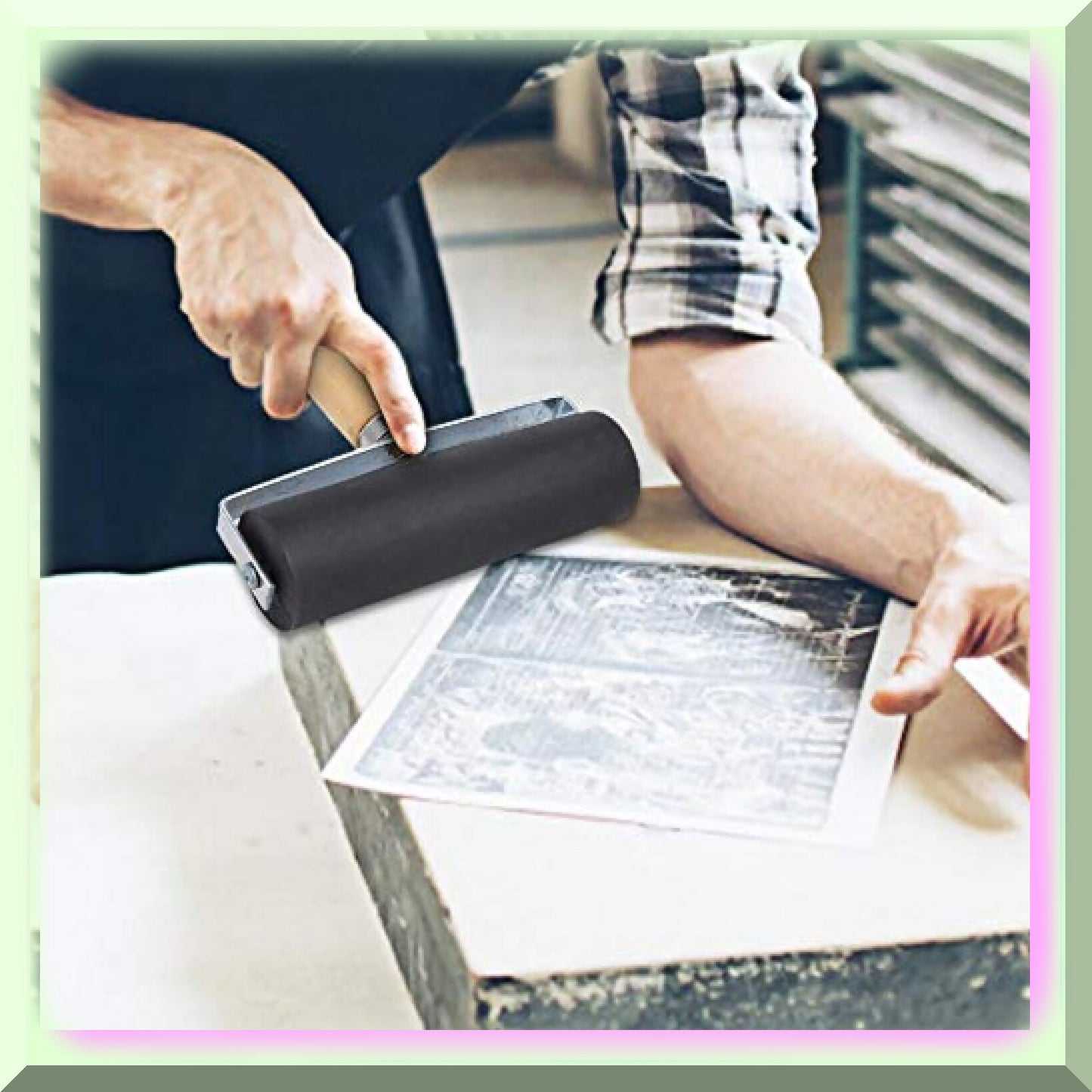 FlexiPrint Pro Detachable Rubber Brayer Roller for Ink and Printmaking