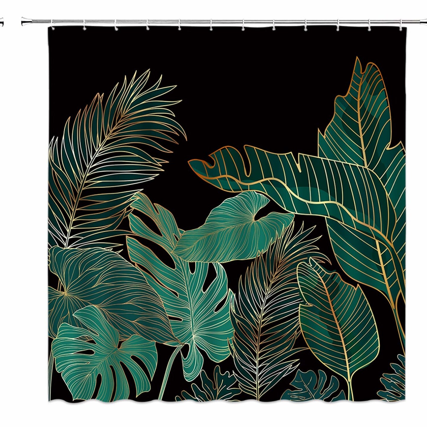 Tropical Leaves Shower Curtain 70x70 Inches