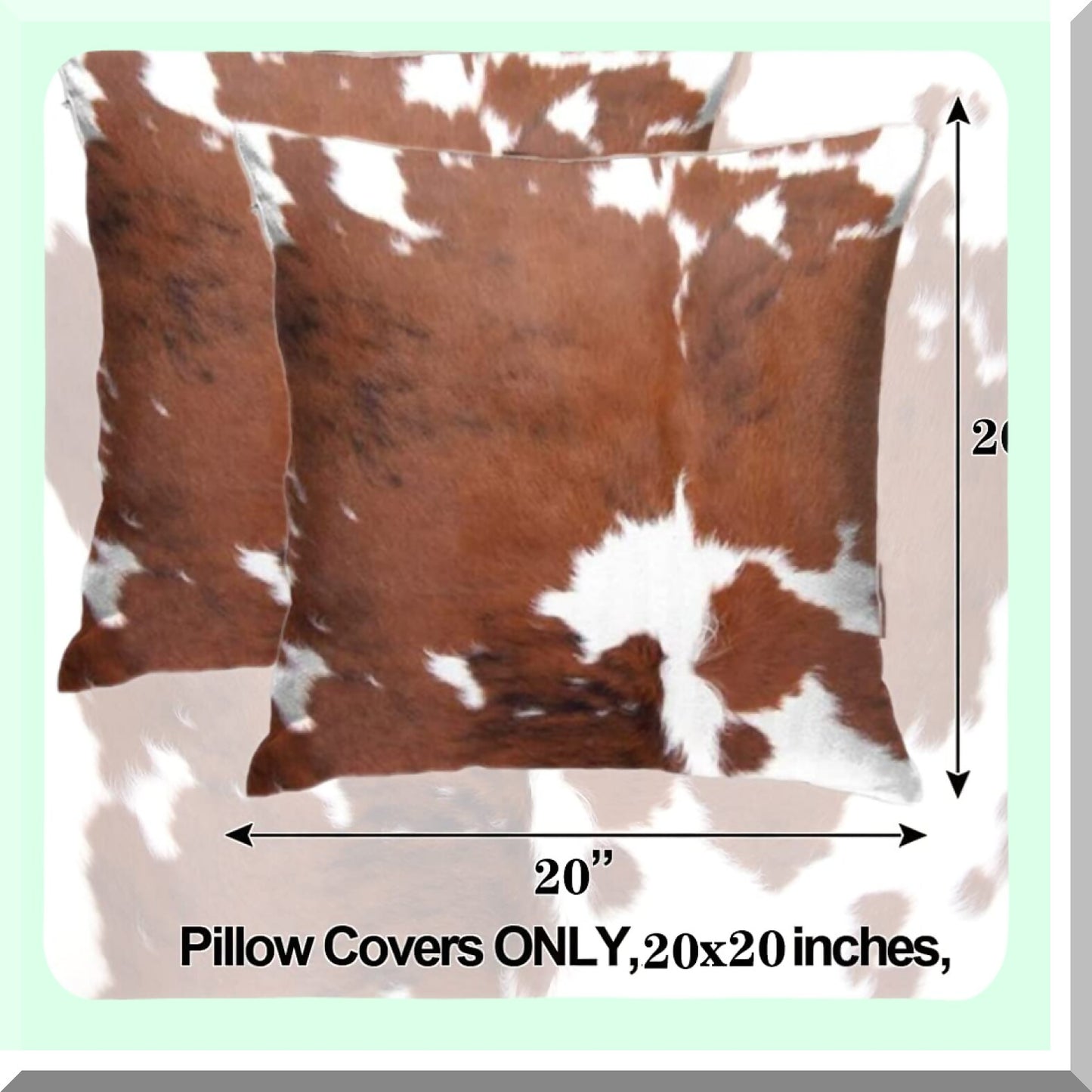 Rustic Cowhide Farm Pillow Cover - 20x20 Inch Velvet Throw Cushion Case for Home Sofa - Western Country Decor Brown Orange White Pattern Print