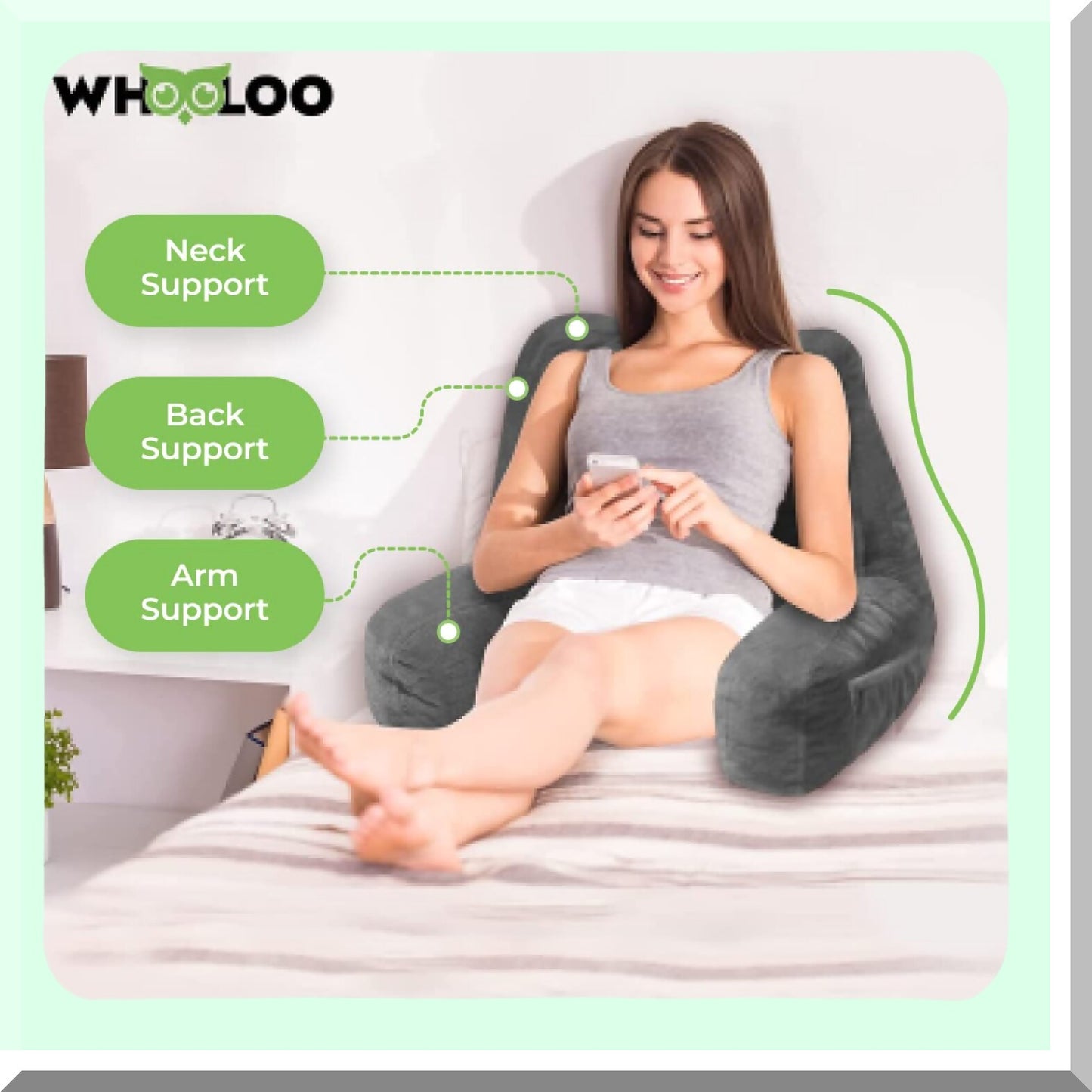 ComfortMax Backrest Support Pillow - USA Made Memory Foam Reading Pillow for Adults with Washable Cover - Ideal for Watching TV, Bedrest, Gerd, Heartburn, and Snoring Relief