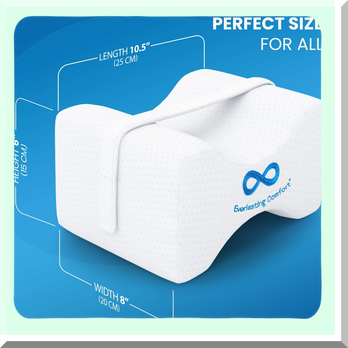 OrthoAlign Memory Foam Knee Pillow - Dual Concave Design for Side Sleepers. Aligns Spine, Relieves Pressure, Back, Hip, Sciatica Pain Relief. Leg Wedge Pillow w/Strap.