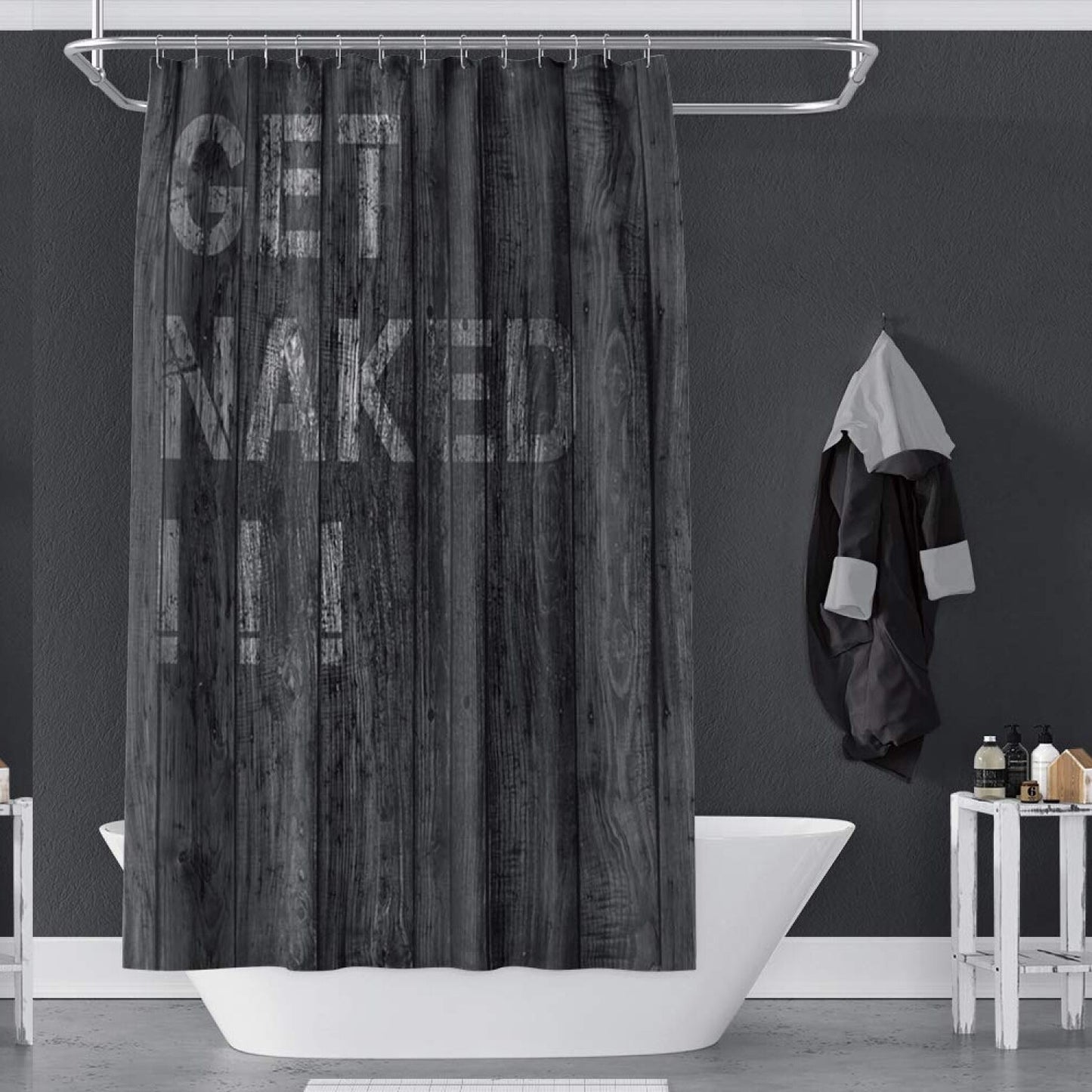 72x78inch White Shower Curtain with Funny Quotes