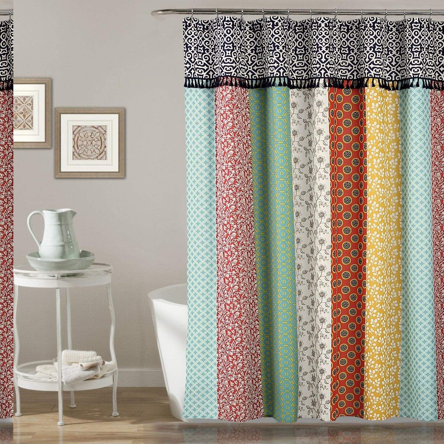 Boho Patch Shower Curtain 72" x 72" Multicolor