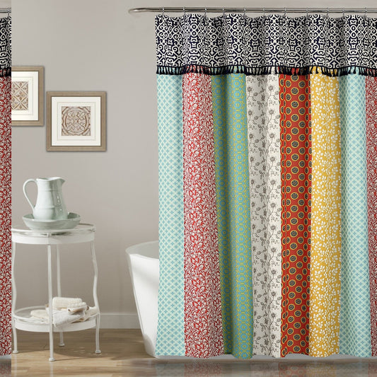 Boho Patch Shower Curtain 72" x 72" Multicolor