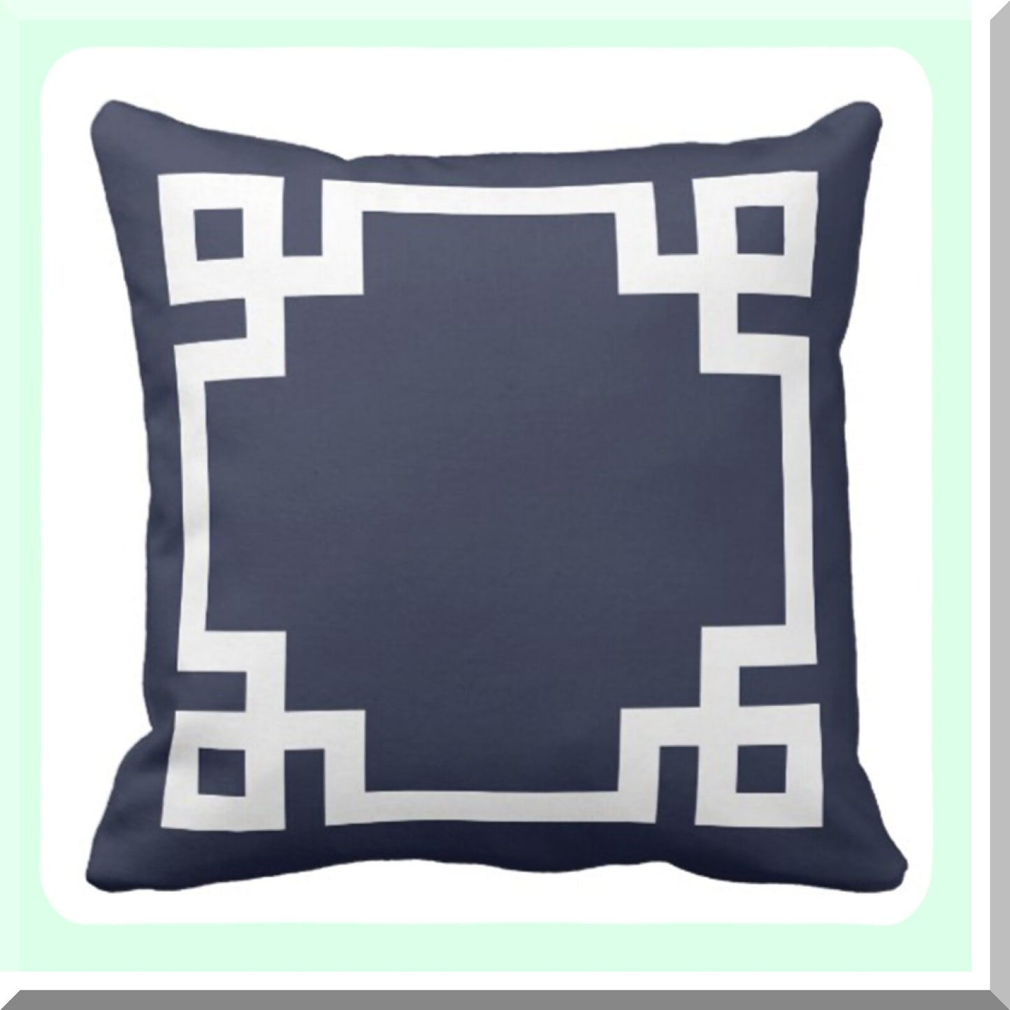 Navy Blue Greek Key Decorative Pillowcase - Preppy Girly Home Decor Square 20x20 Inch Throw Pillow Cover White Cute Pattern