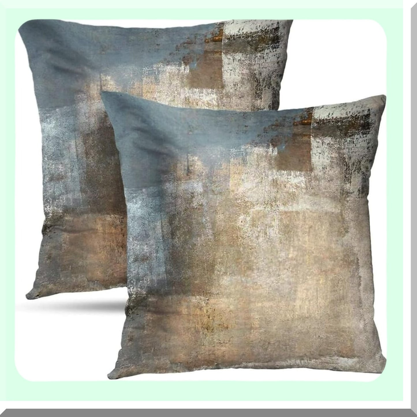 Neutral Abstract Decor Pillow Set - Grey Beige Modern Cushion Cover for Bedroom Sofa Living Room 18x18 Inch - Contemporary Throw Pillows Set of 2