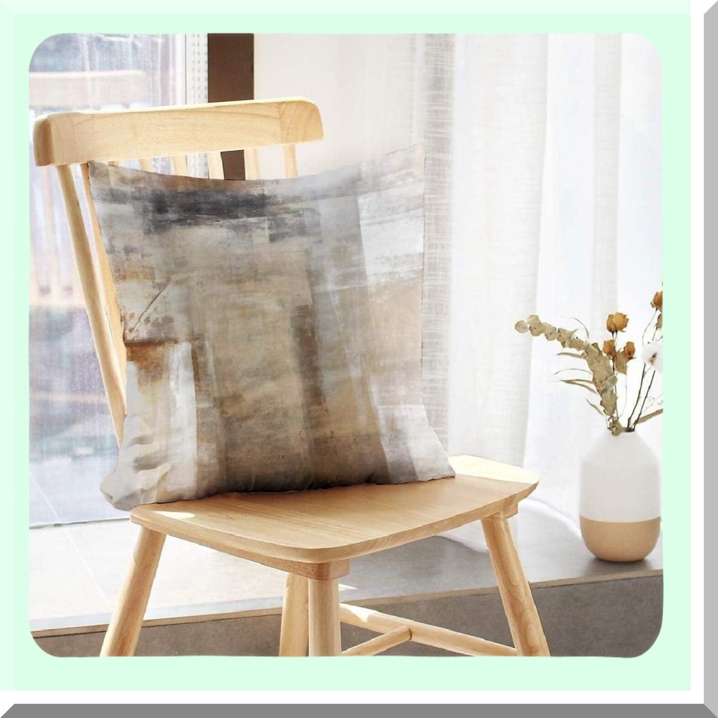 Neutral Abstract Decor Pillow Set - Grey Beige Modern Cushion Cover for Bedroom Sofa Living Room 18x18 Inch - Contemporary Throw Pillows Set of 2