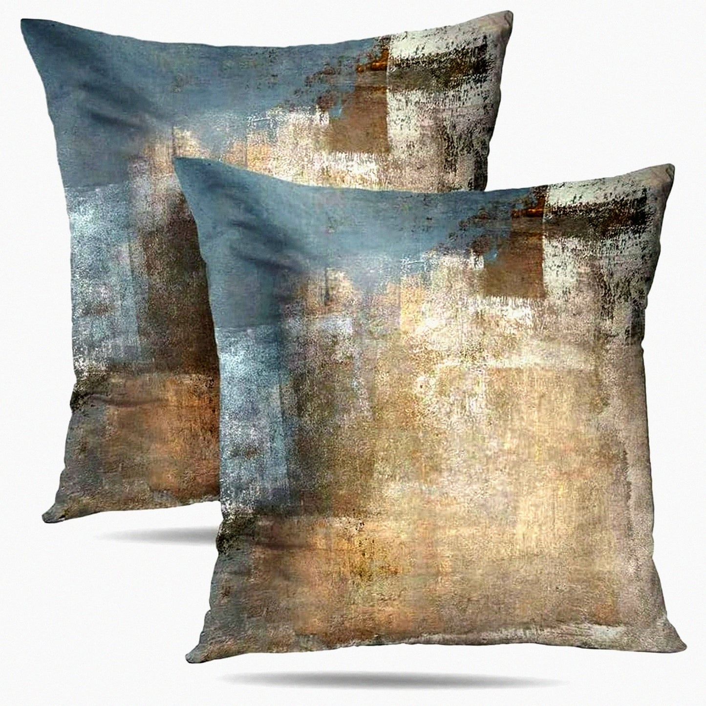 Neutral Abstract Decor Pillow Set - Grey Beige Modern Cushion Cover for Bedroom Sofa Living Room 18x18 Inch - Contemporary Throw Pillows Set of 2