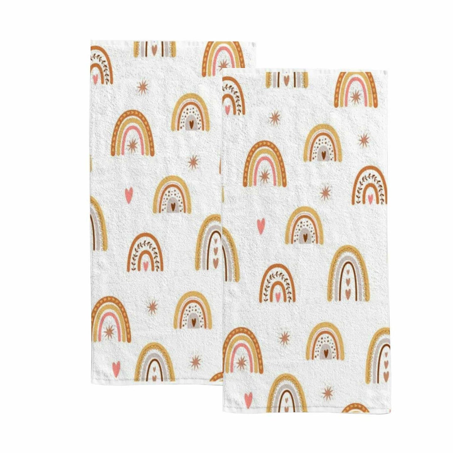 2 Pack Cartoon Rainbow Orange Hand Towels 15x30 Inch