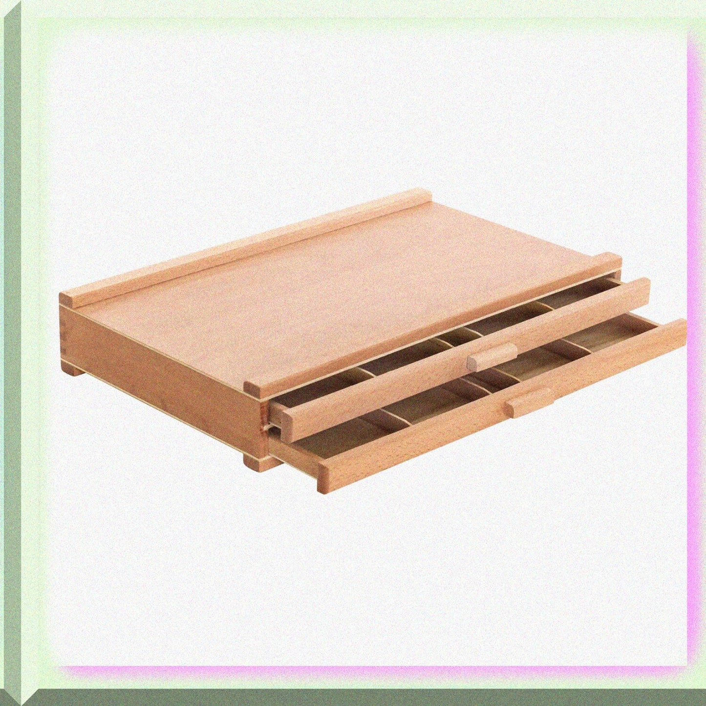 2-Drawer Wooden Art Supply Storage Box
