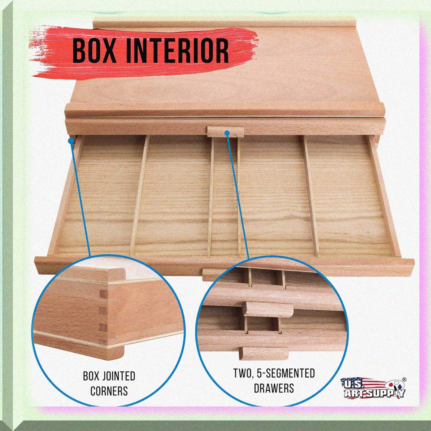 2-Drawer Wooden Art Supply Storage Box