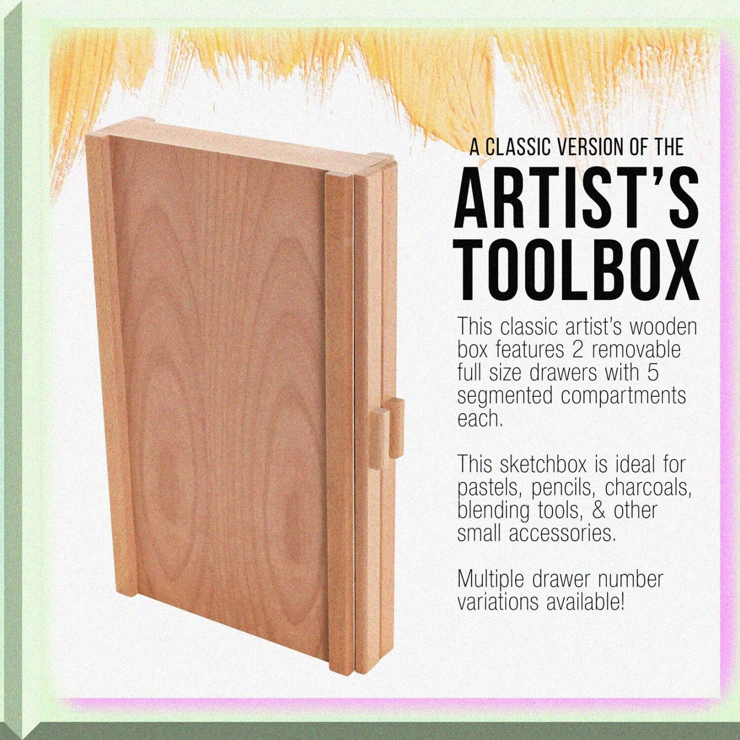 2-Drawer Wooden Art Supply Storage Box