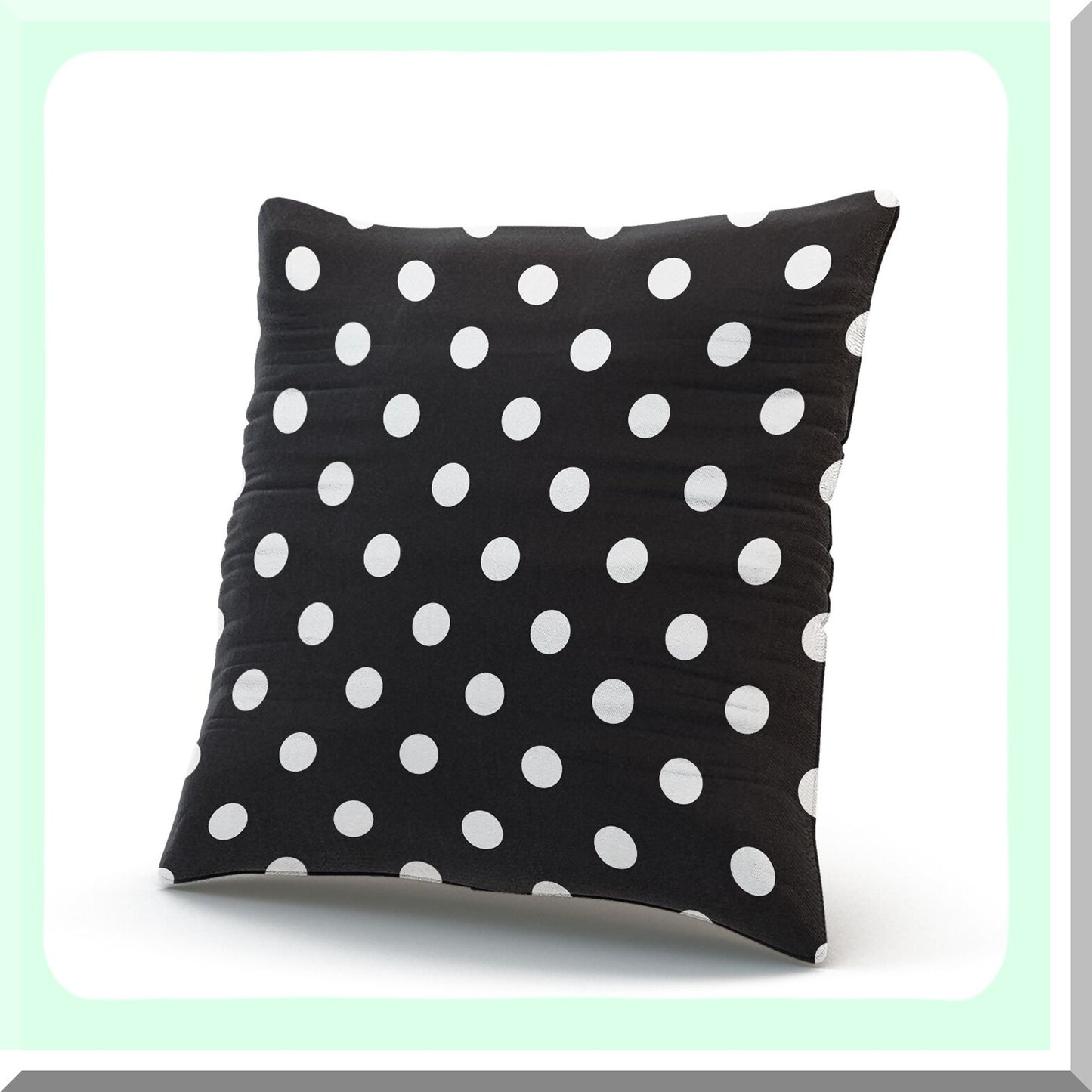 Fancy Polka Dot Plush Pillowcase - Zippered Square Throw Cushion Cover - Black White Print - Custom 16x16 Inches - One Side Printed