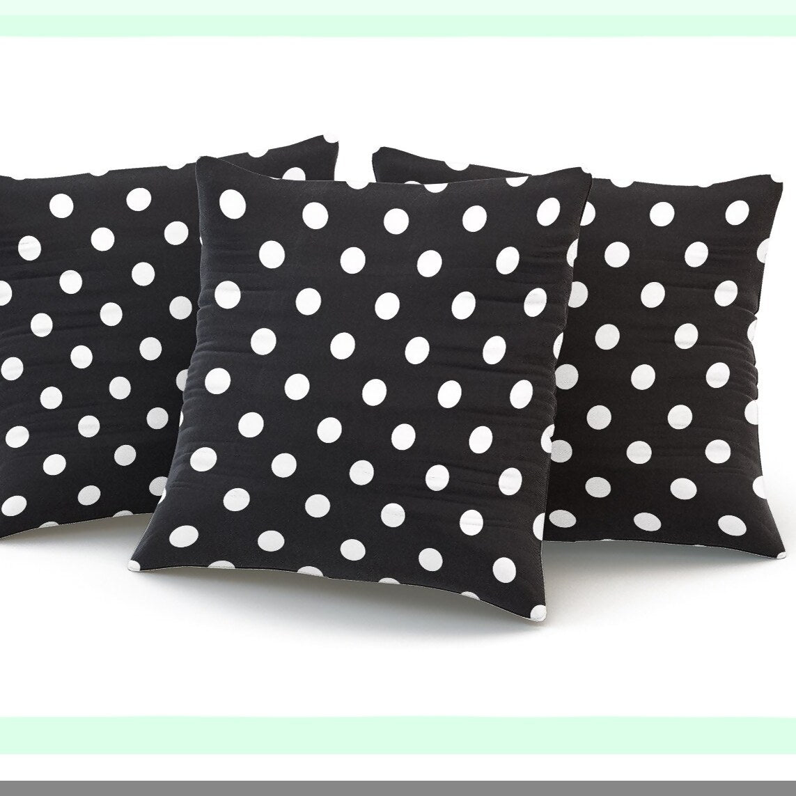 Fancy Polka Dot Plush Pillowcase - Zippered Square Throw Cushion Cover - Black White Print - Custom 16x16 Inches - One Side Printed