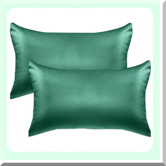 Cooling Silky Smooth Pillowcase Set - 2-Pack Viscose with Hidden Zipper Closure, Hair Care, Standard/Queen Size, Hunter Green - Beautiful Gift Box
