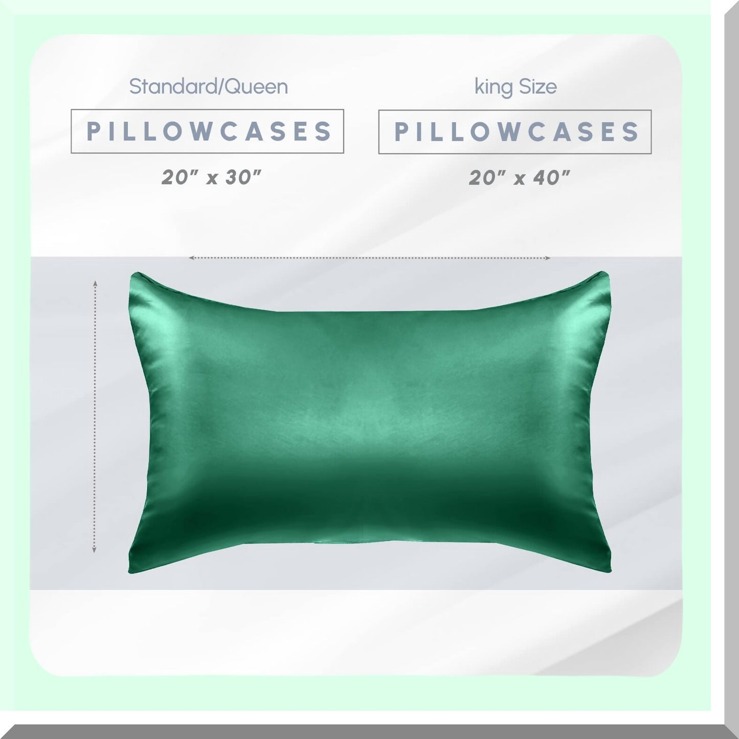 Cooling Silky Smooth Pillowcase Set - 2-Pack Viscose with Hidden Zipper Closure, Hair Care, Standard/Queen Size, Hunter Green - Beautiful Gift Box