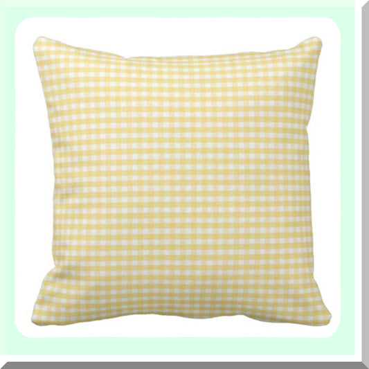 Spring Gingham Yellow Accent Pillowcase - Decorative Square Throw Pillow Cover for Livingroom Home Decor, White 18 x 18 Inch