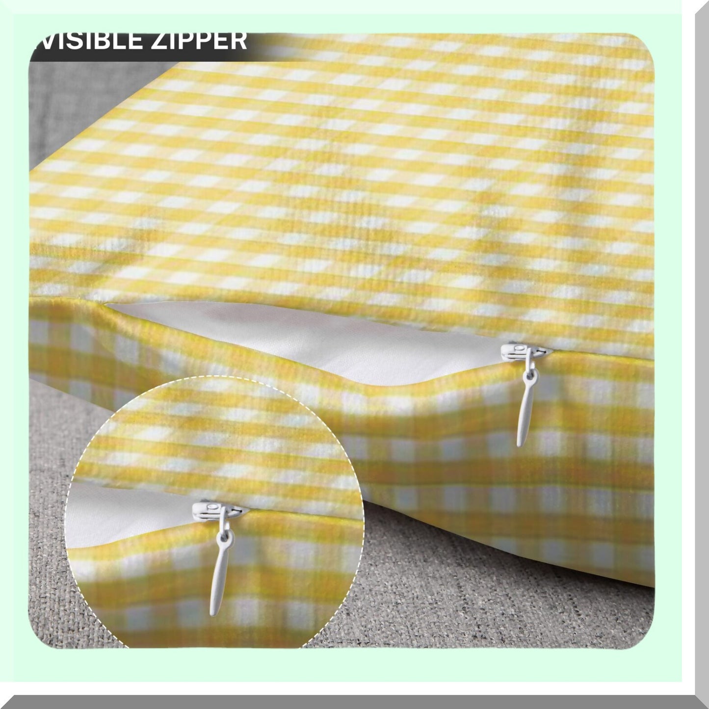 Spring Gingham Yellow Accent Pillowcase - Decorative Square Throw Pillow Cover for Livingroom Home Decor, White 18 x 18 Inch