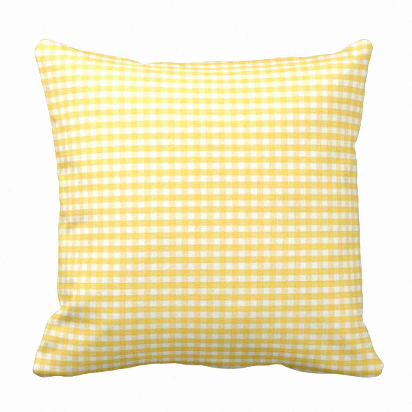 Spring Gingham Yellow Accent Pillowcase - Decorative Square Throw Pillow Cover for Livingroom Home Decor, White 18 x 18 Inch