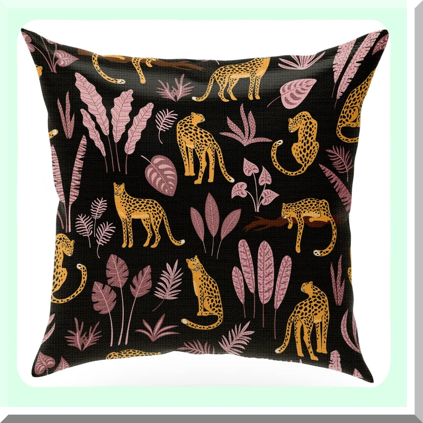 Wild Safari Linen Pillow Covers - Set of 2 Decorative Throw Pillowcases, 18x18 Inches Square Cushion Cases for Sofa Couch Bed - Farmhouse Home Decor Accent