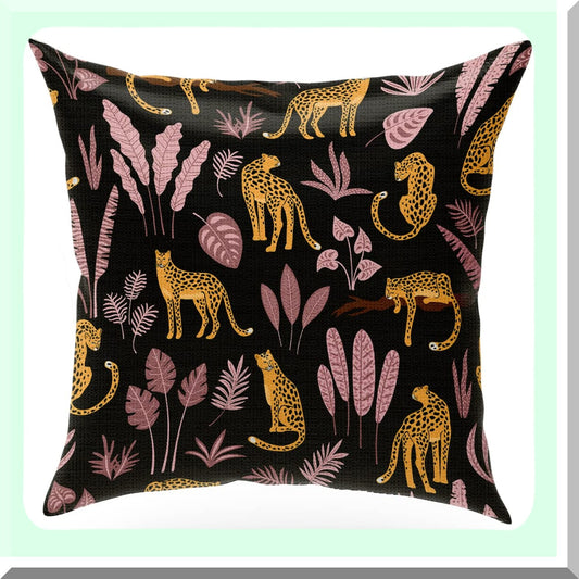 Wild Safari Linen Pillow Covers - Set of 2 Decorative Throw Pillowcases, 18x18 Inches Square Cushion Cases for Sofa Couch Bed - Farmhouse Home Decor Accent