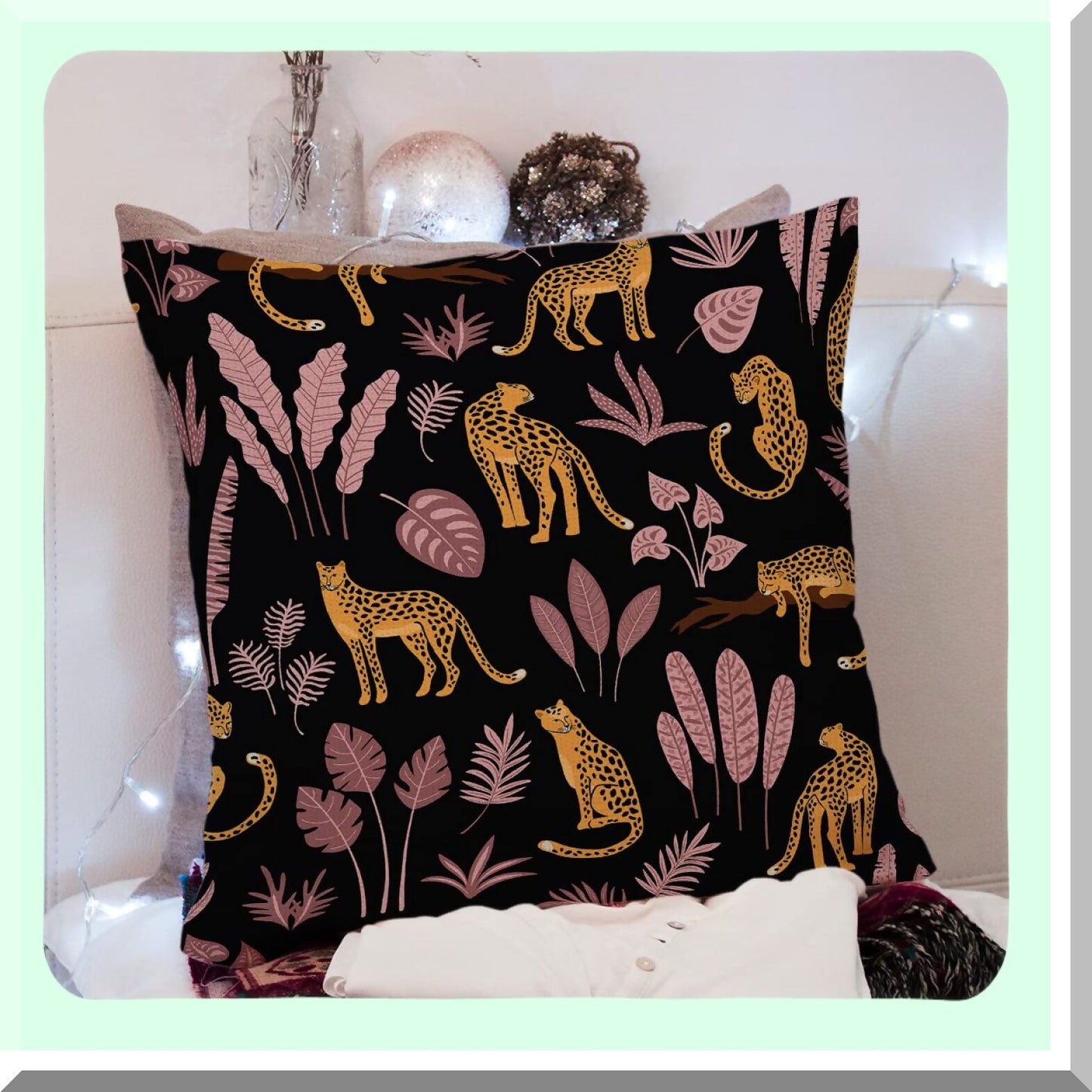 Wild Safari Linen Pillow Covers - Set of 2 Decorative Throw Pillowcases, 18x18 Inches Square Cushion Cases for Sofa Couch Bed - Farmhouse Home Decor Accent