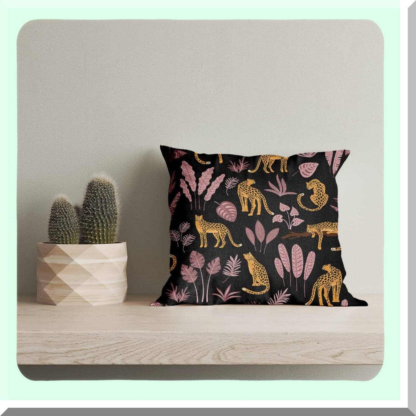 Wild Safari Linen Pillow Covers - Set of 2 Decorative Throw Pillowcases, 18x18 Inches Square Cushion Cases for Sofa Couch Bed - Farmhouse Home Decor Accent