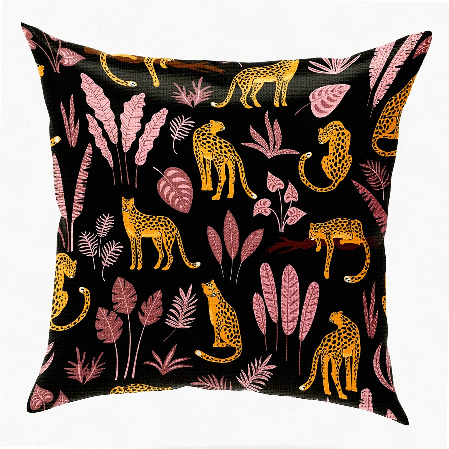 Wild Safari Linen Pillow Covers - Set of 2 Decorative Throw Pillowcases, 18x18 Inches Square Cushion Cases for Sofa Couch Bed - Farmhouse Home Decor Accent