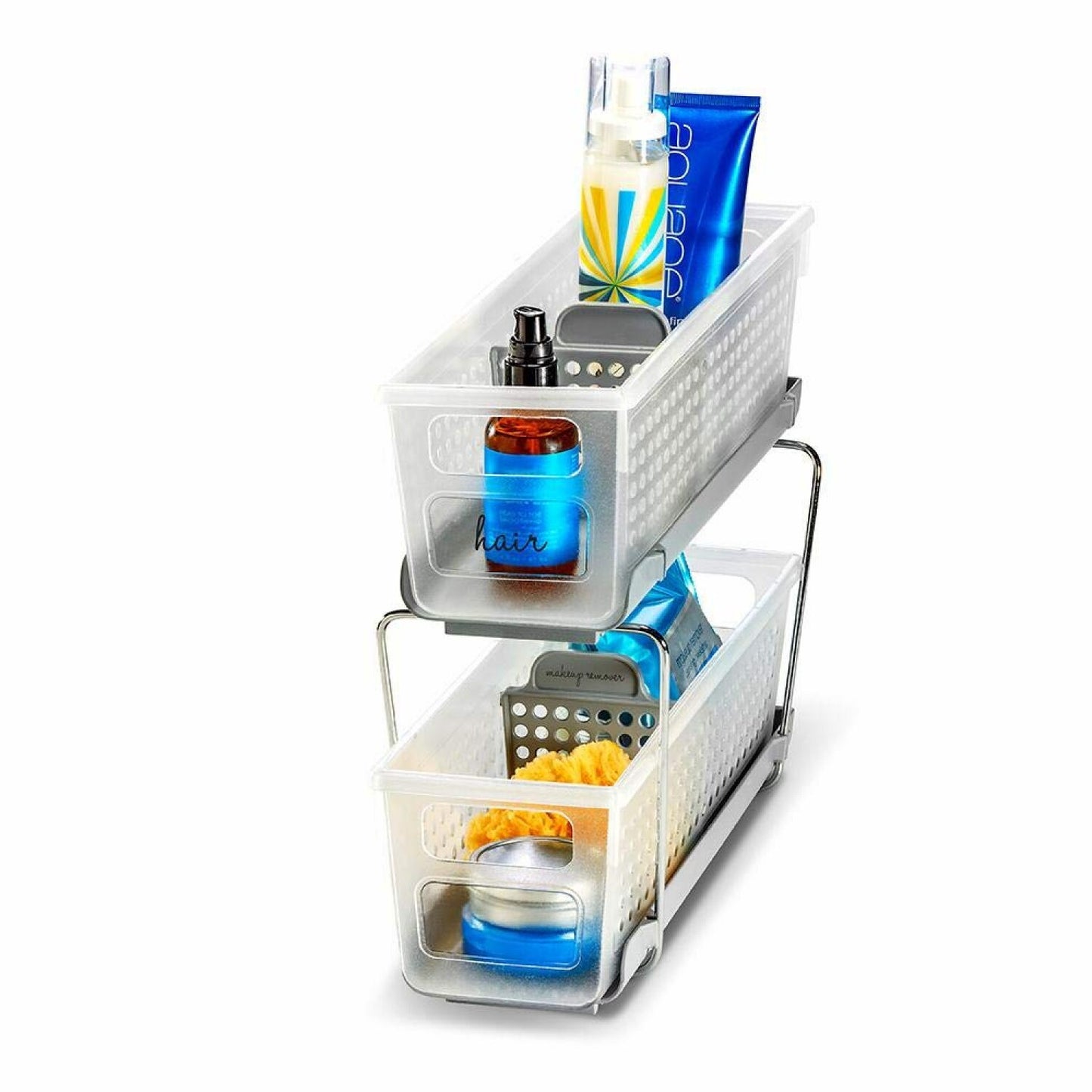 2-Tier Plastic Mini Organizer with Divided Bins