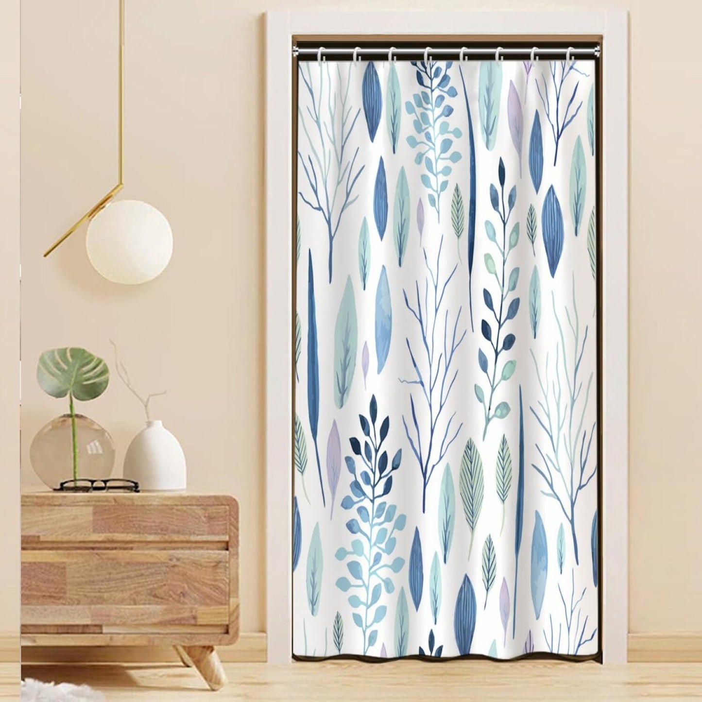 White Watercolor Leaf Forest Shower Curtain 48x72 inches