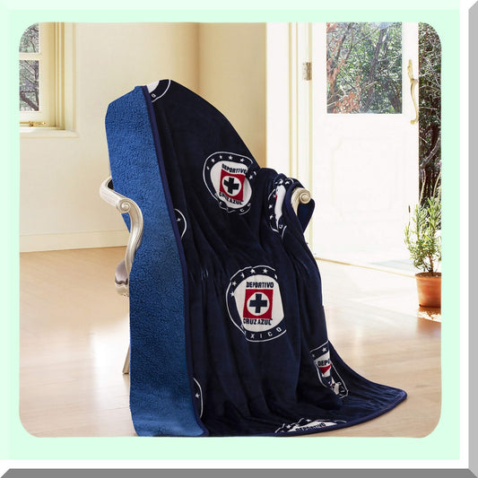 Ultimate Cruz Azul Cozy Blue Sherpa Flannel Throw Blanket 50"x60" - Perfect for Sofa Comfort"