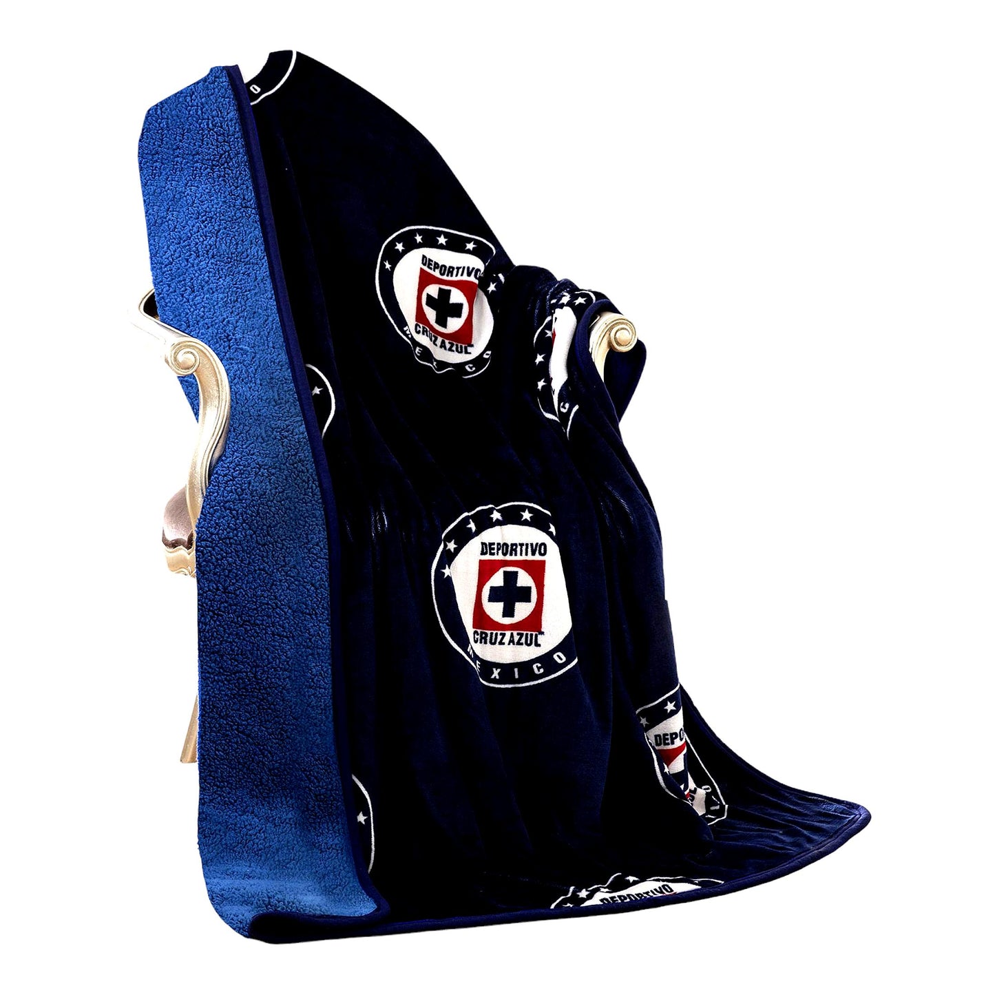 Ultimate Cruz Azul Cozy Blue Sherpa Flannel Throw Blanket 50"x60" - Perfect for Sofa Comfort"