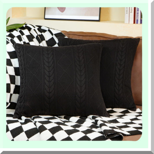 Embossed Artistic 3D Throw Pillow Covers - Set of 2 | Modern Decorative Cushion Cases for Living Room Couch Bed Sofa | Super Soft Stretchy Square Pillow Covers 18x18 Inch