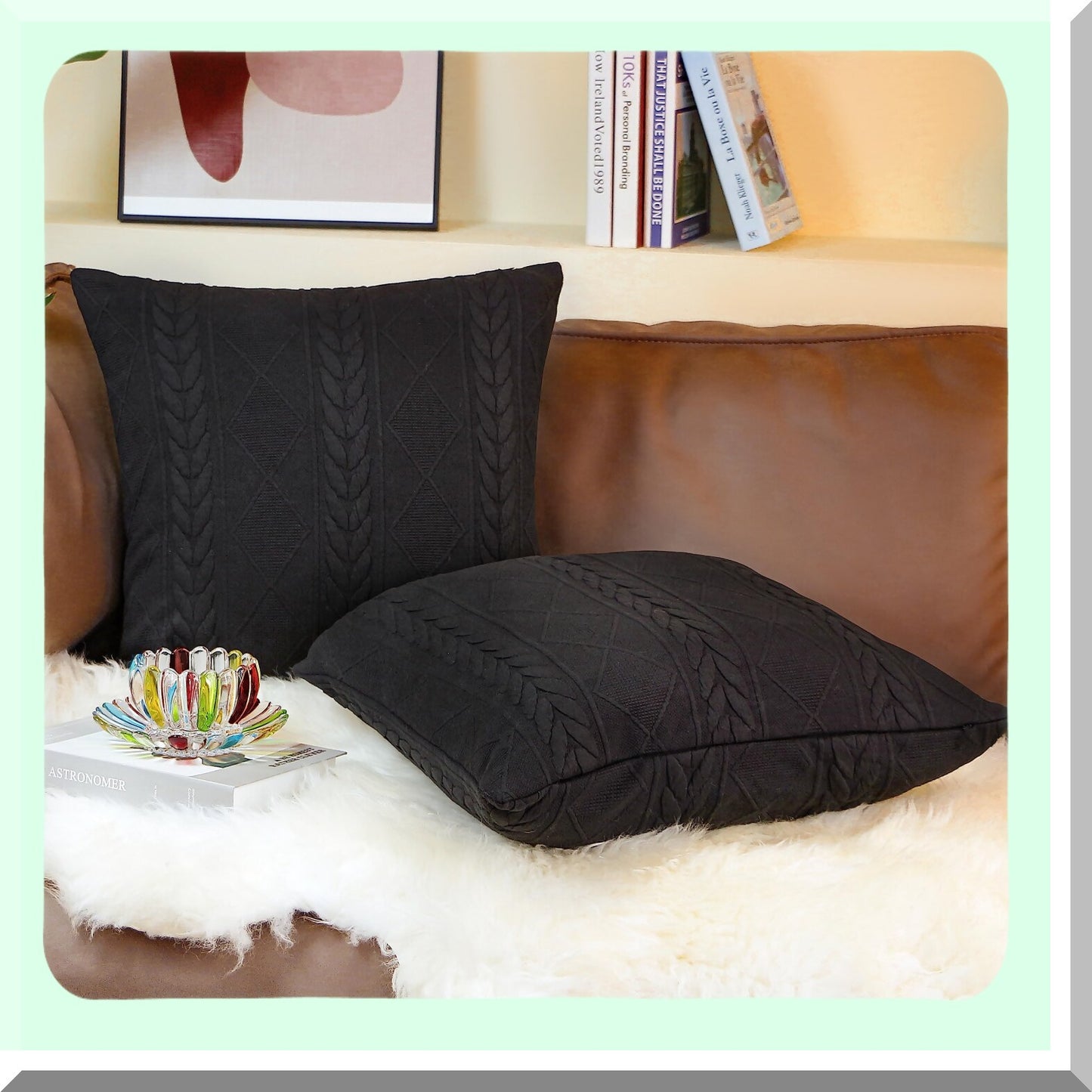 Embossed Artistic 3D Throw Pillow Covers - Set of 2 | Modern Decorative Cushion Cases for Living Room Couch Bed Sofa | Super Soft Stretchy Square Pillow Covers 18x18 Inch