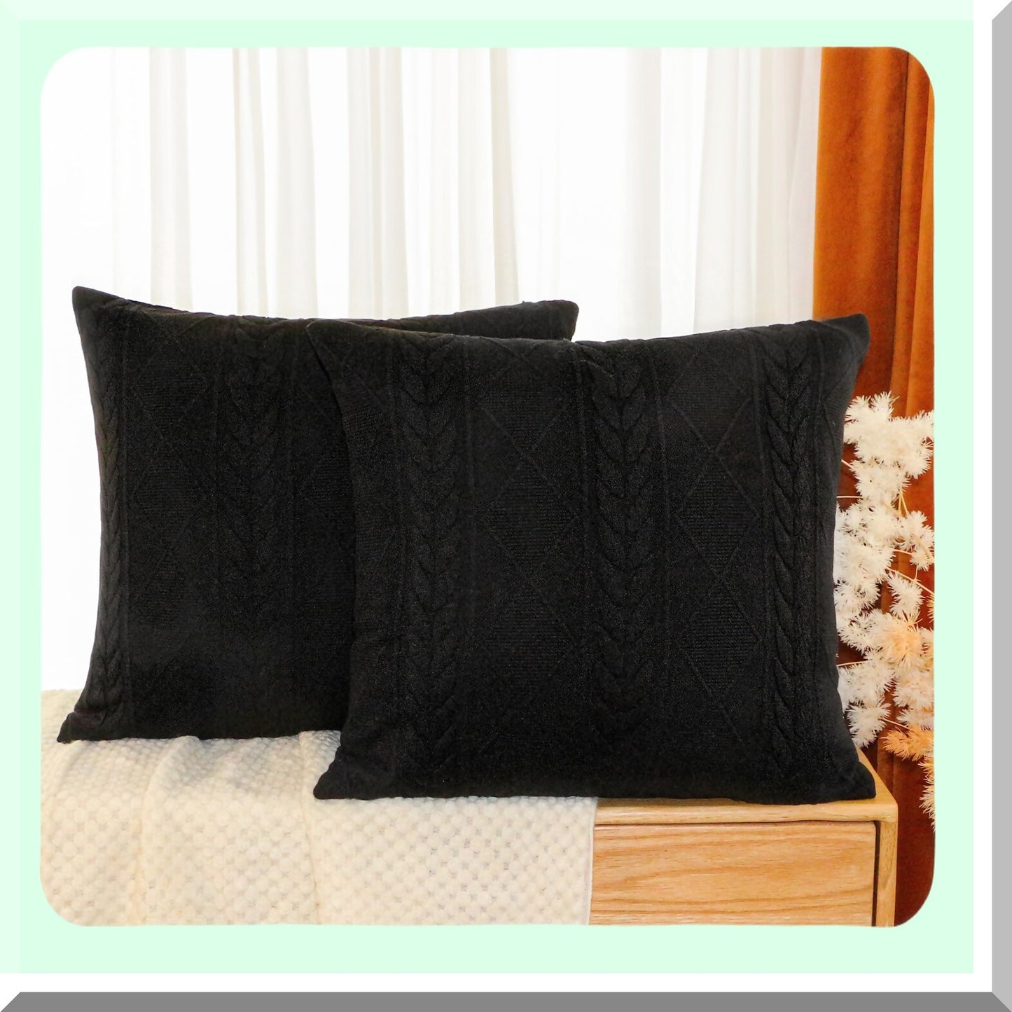 Embossed Artistic 3D Throw Pillow Covers - Set of 2 | Modern Decorative Cushion Cases for Living Room Couch Bed Sofa | Super Soft Stretchy Square Pillow Covers 18x18 Inch