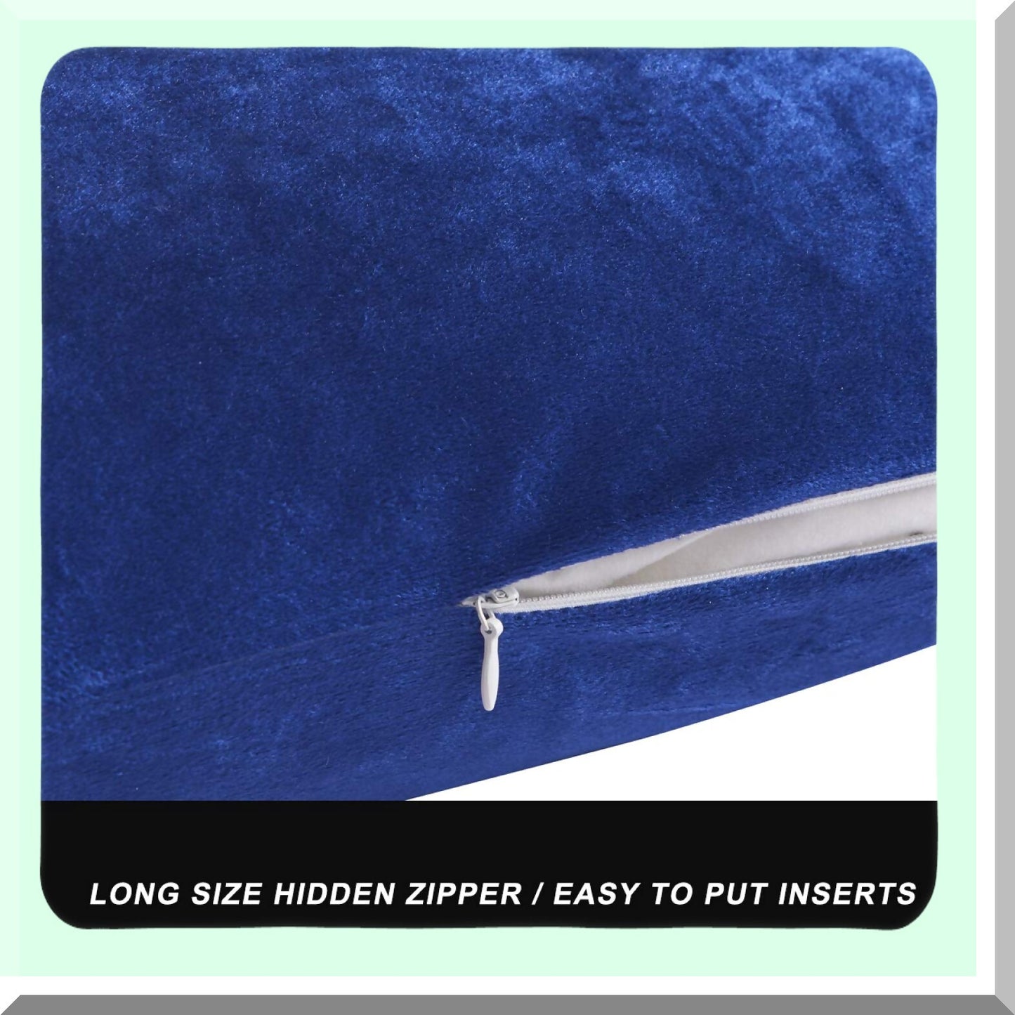 Blue Velvet Decorative Pillow Covers - Set of 4, 18x18 Square Cushion Covers