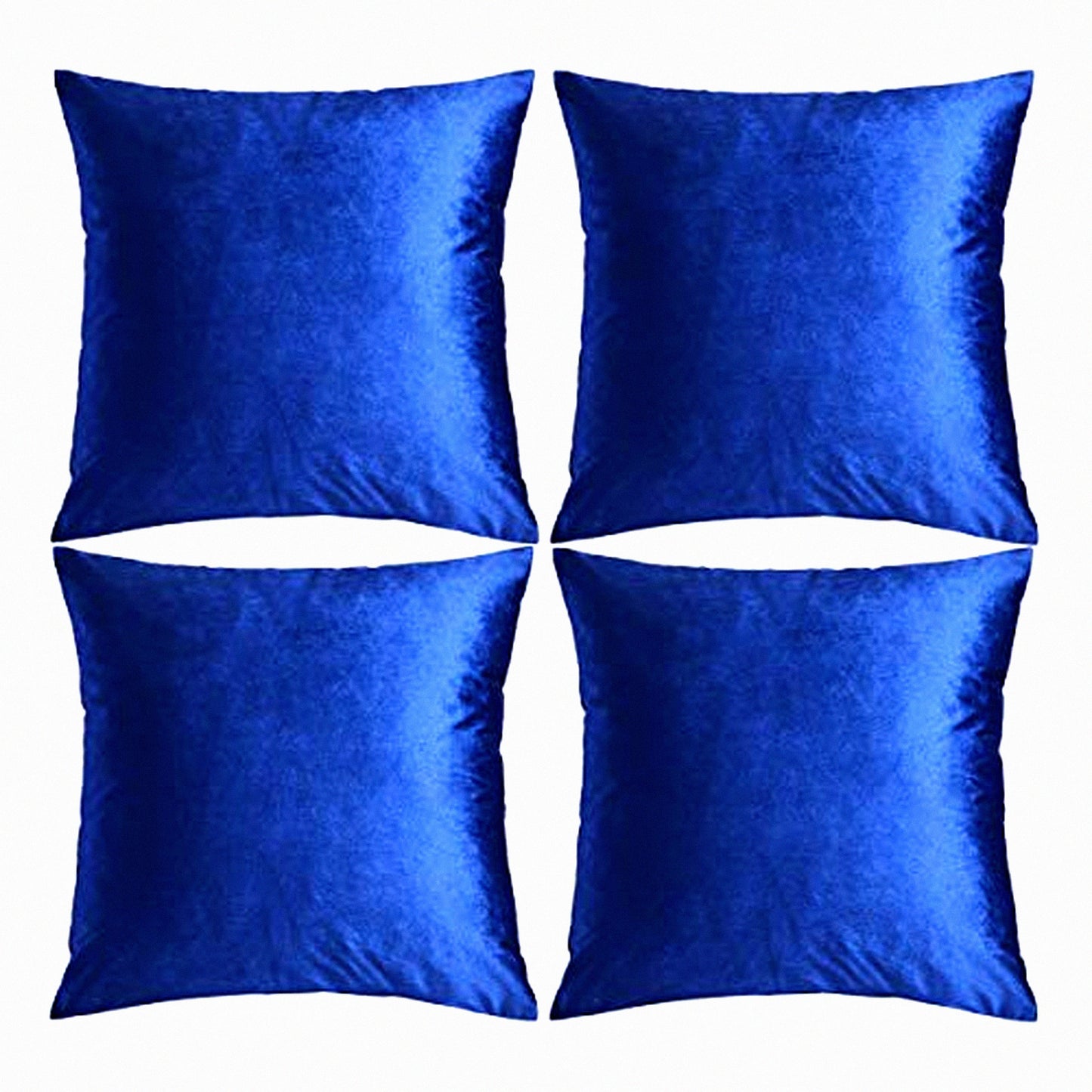 Blue Velvet Decorative Pillow Covers - Set of 4, 18x18 Square Cushion Covers