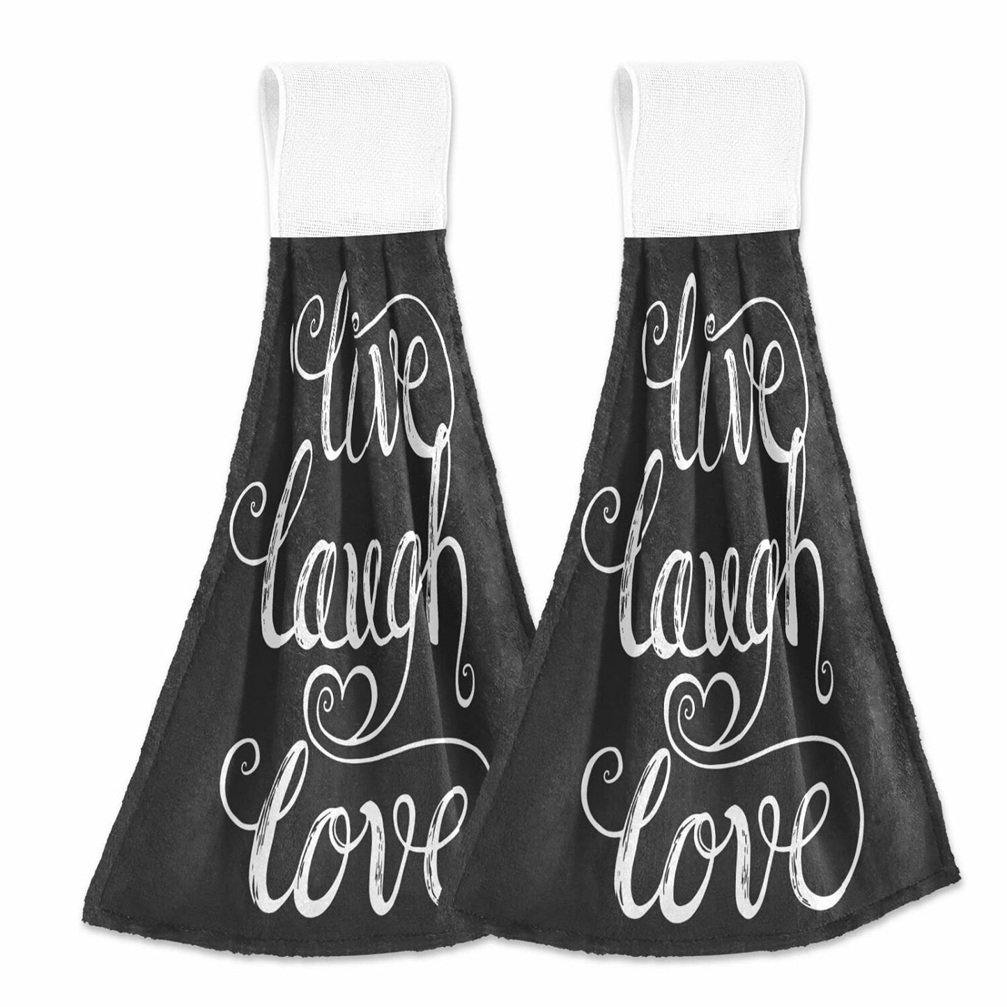 Black Kitchen Hand Towels Set of 2