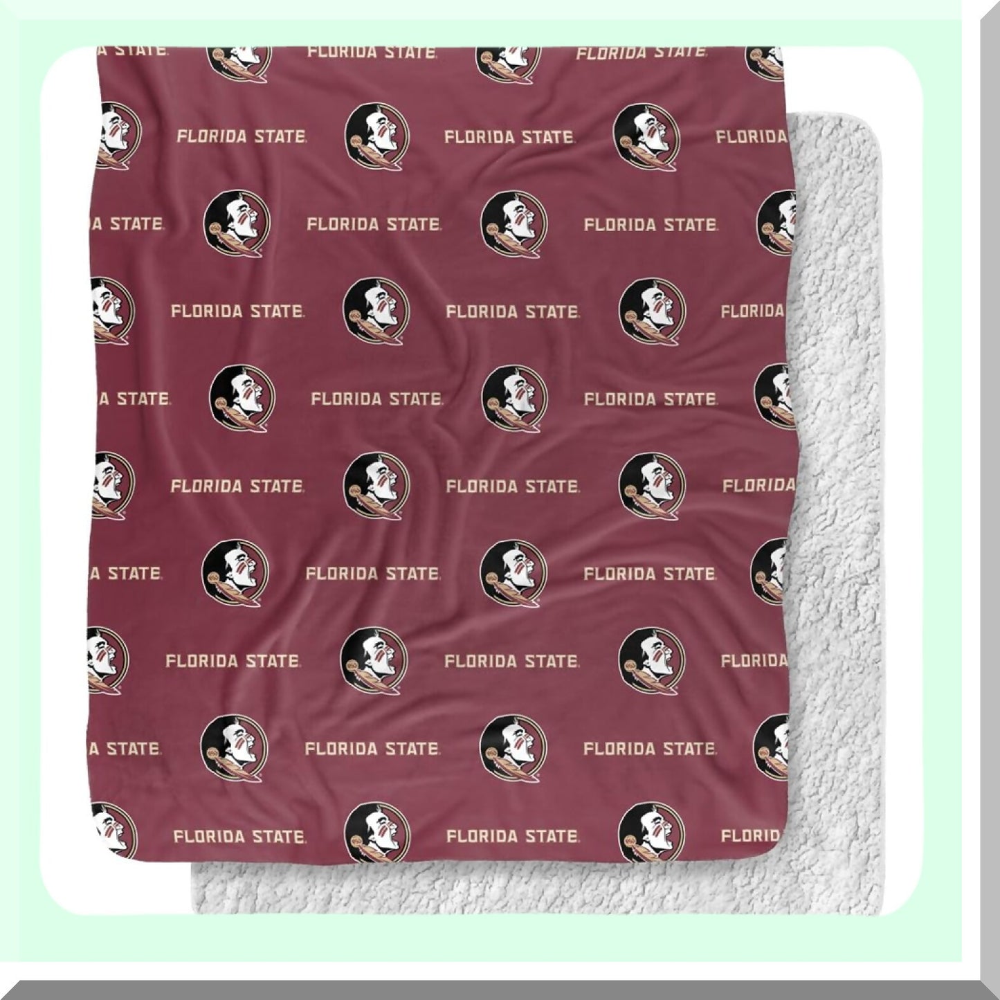 Seminole Spirit Sherpa Throw - Super Soft 50"x60" Silky Touch Blanket with FSU Logo Pattern