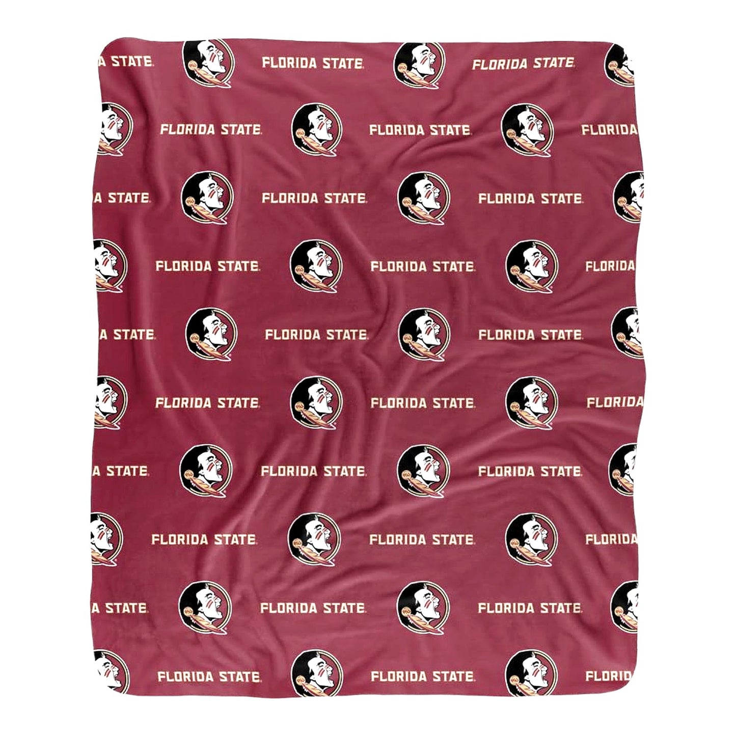 Seminole Spirit Sherpa Throw - Super Soft 50"x60" Silky Touch Blanket with FSU Logo Pattern