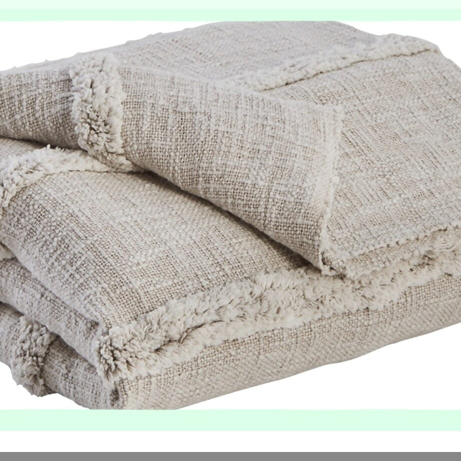 CozyStripe Cotton Slub Throw Blanket - 50x60 Inch, Gray