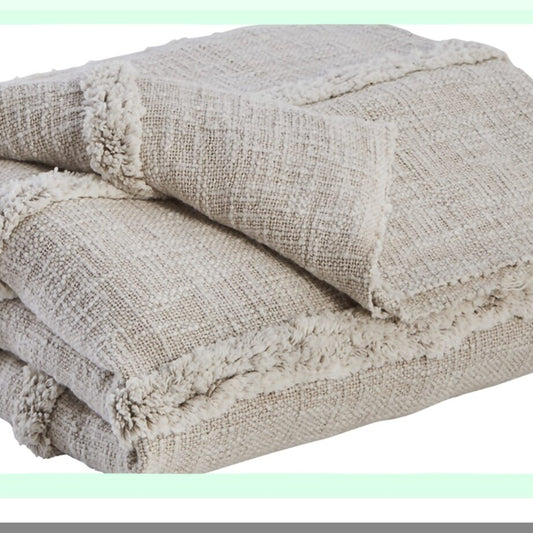CozyStripe Cotton Slub Throw Blanket - 50x60 Inch, Gray