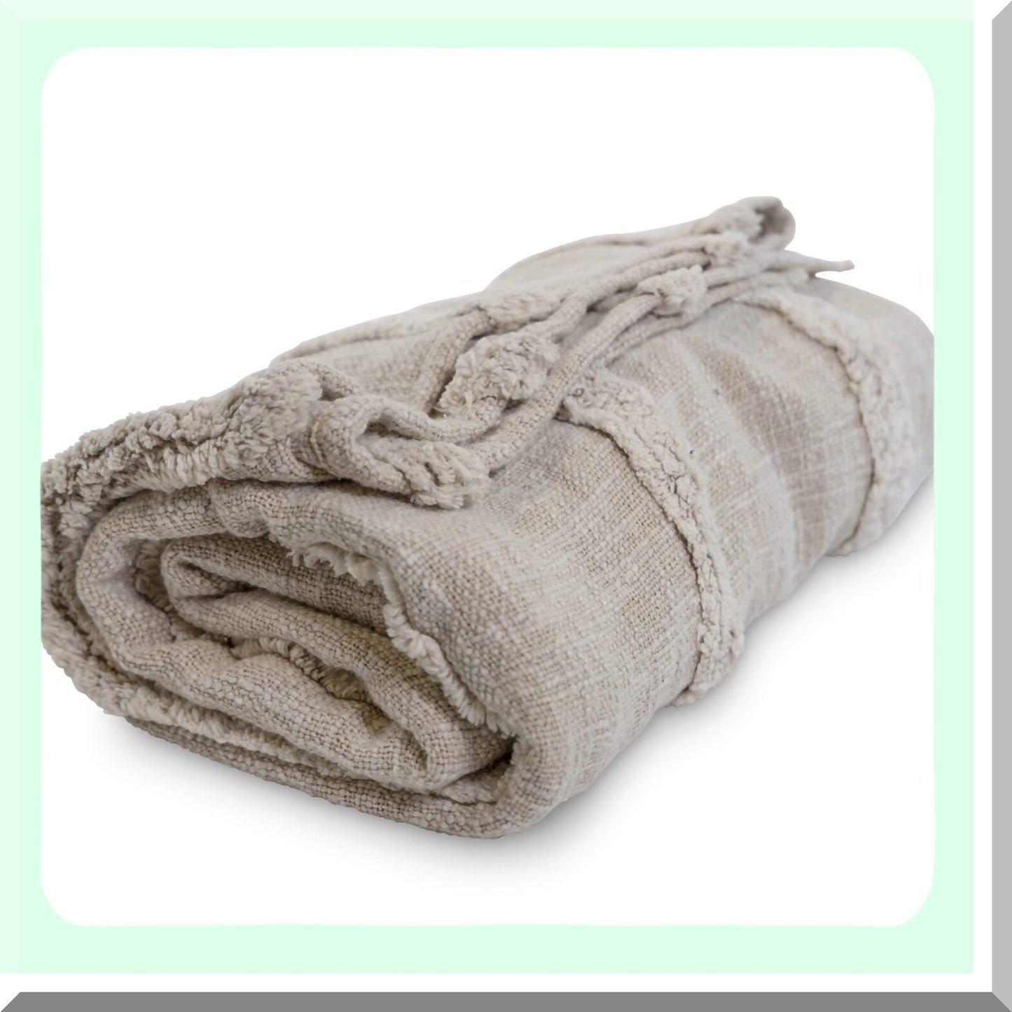 CozyStripe Cotton Slub Throw Blanket - 50x60 Inch, Gray