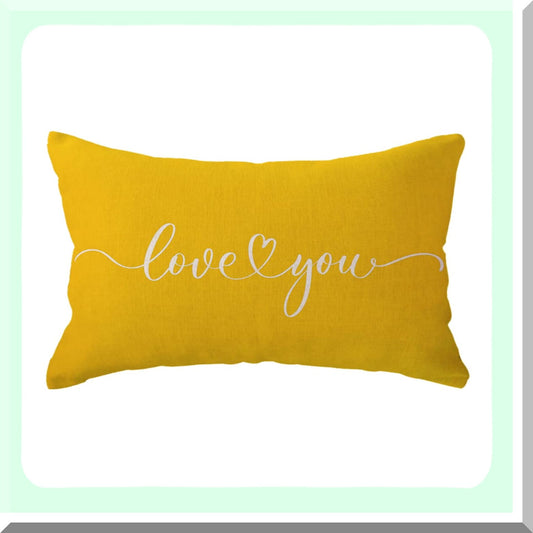 Love Nest Lumbar Pillow Covers - Romantic Anniversary & Wedding Gift - Couples Quote Pillow Cases - 12x20 Inch Yellow Sofa Bed Couch Decor