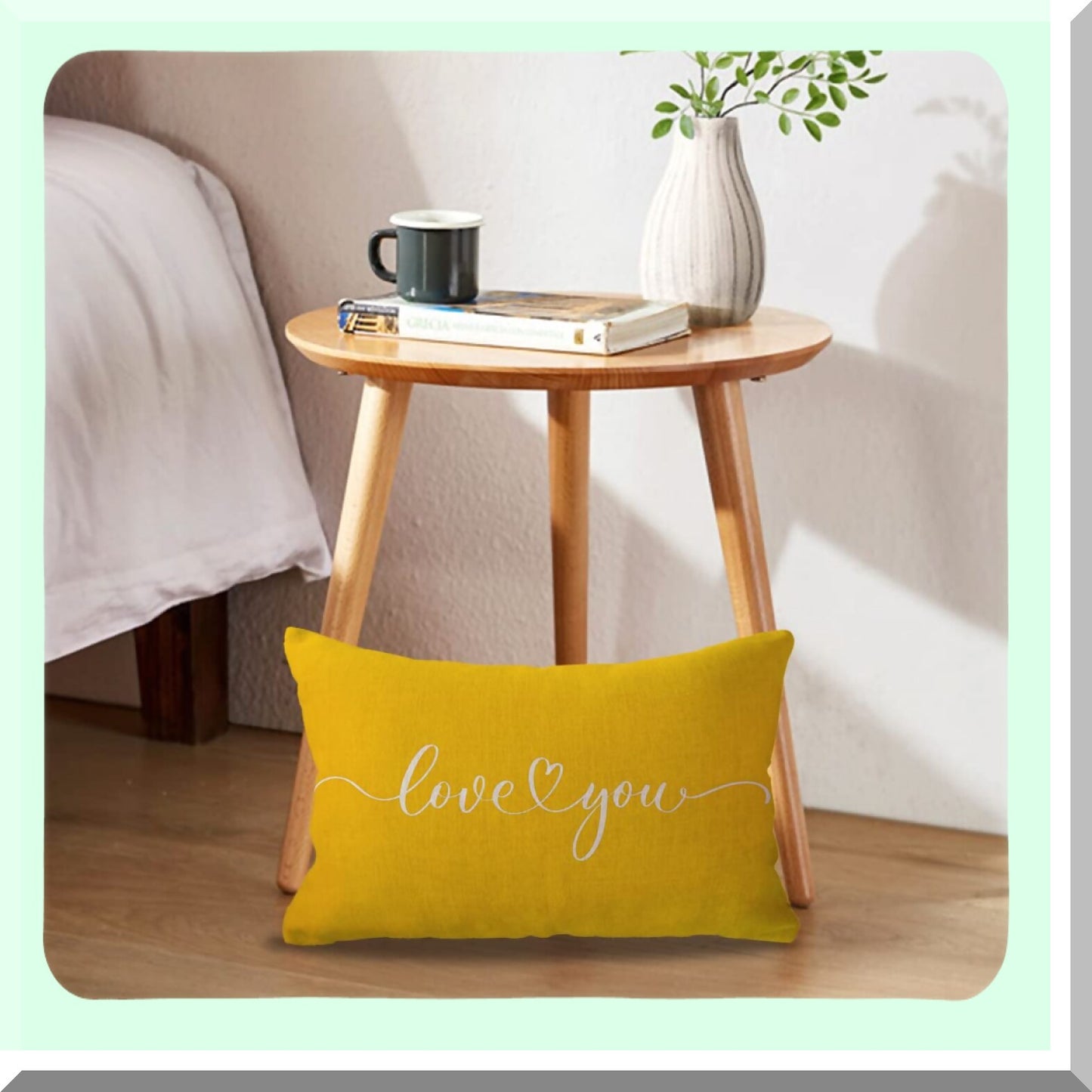 Love Nest Lumbar Pillow Covers - Romantic Anniversary & Wedding Gift - Couples Quote Pillow Cases - 12x20 Inch Yellow Sofa Bed Couch Decor